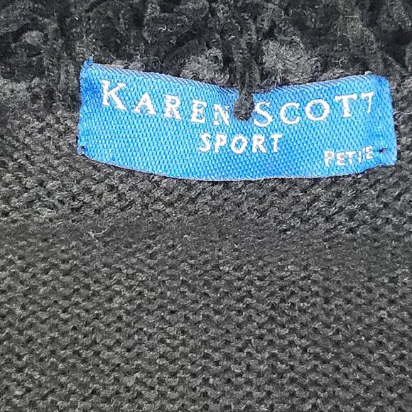 Karen Scott Christmas Sweater Womans Large PL Cardigan Snowman Ice Snow Winter - Picture 9 of 11